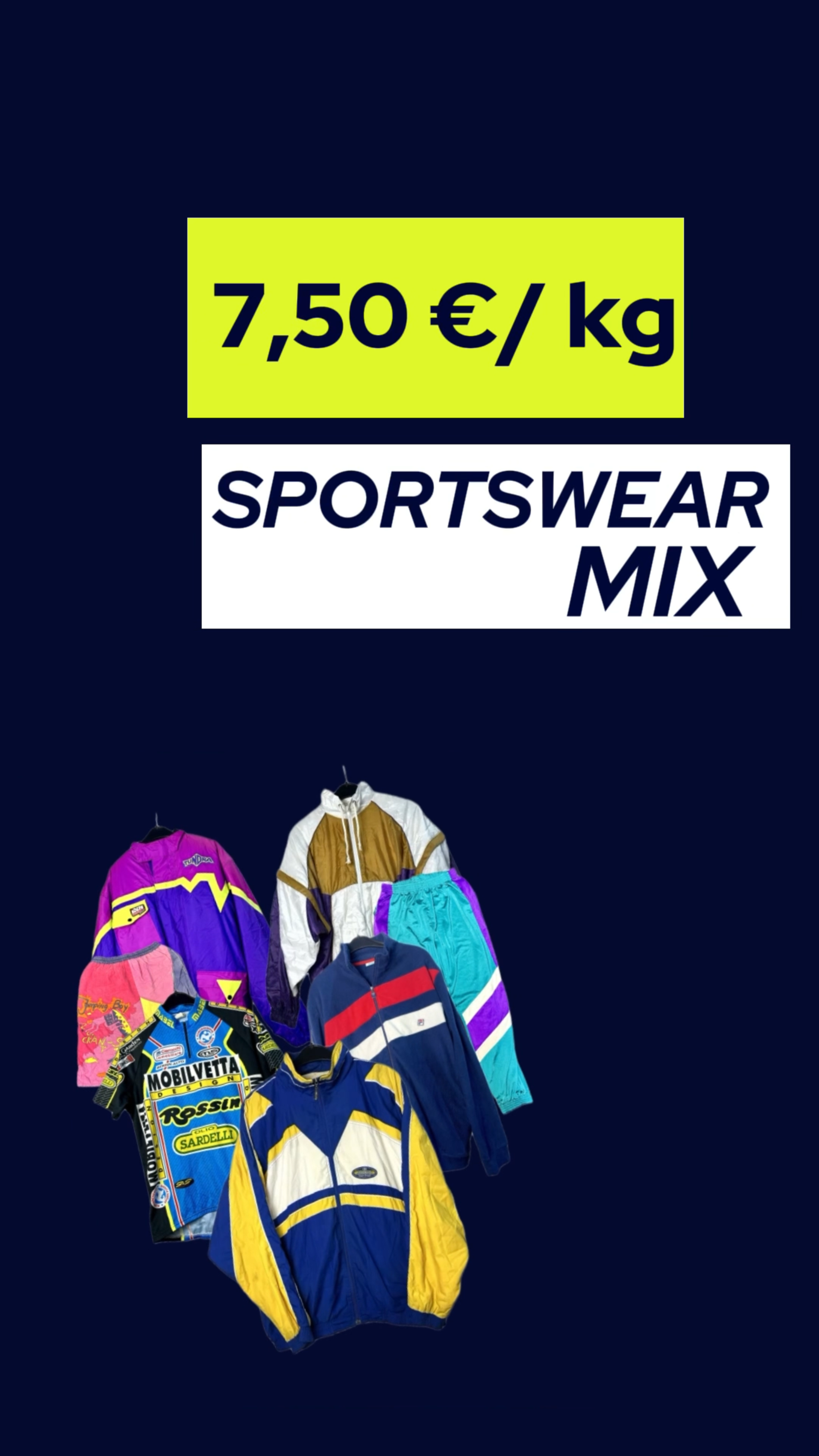 100kg ready-made vintage sportswear sack – mixed branded sportswear pieces for wholesale buyers. 100kg ready-made vintage sportswear sack filled with fleece, track jackets, sport jackets, hoodies, sweatshirts, windbreakers, rain jackets, ski overalls, winter jackets, shorts, t-shirts and more